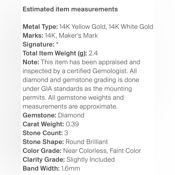 14K Gold and White Gold 3 Diamond Ring. In Very Good Condition. Size 6.75 - Picture 6 of 16